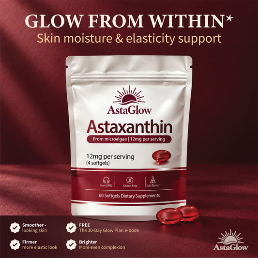 AstaGlow® Astaxanthin 12mg Softgels for Skin
